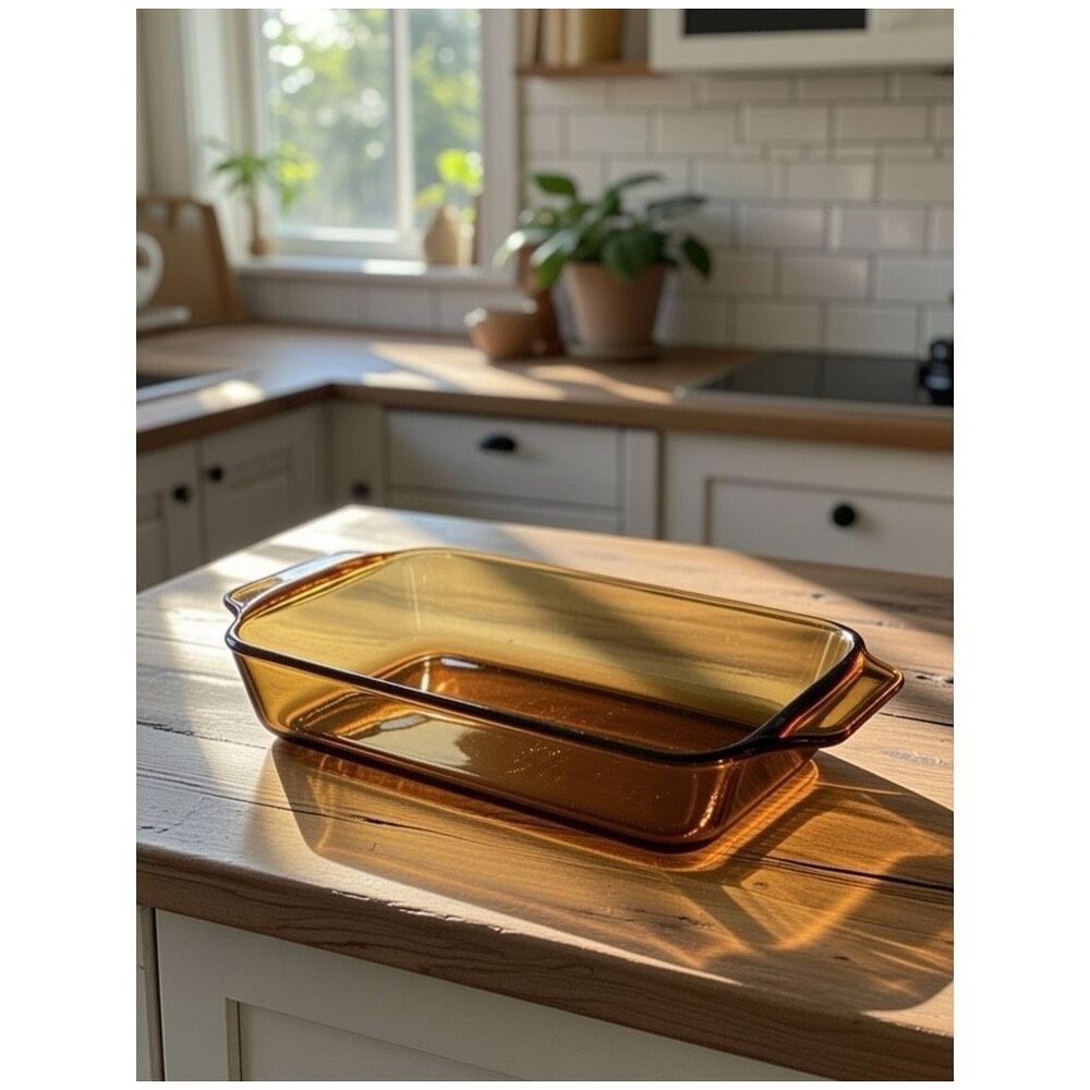 Anchor Hocking Bread Loaf Pan Amber 1 QT vintage